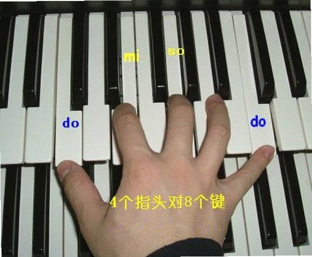 钢琴键盘 弹奏 手指 位置