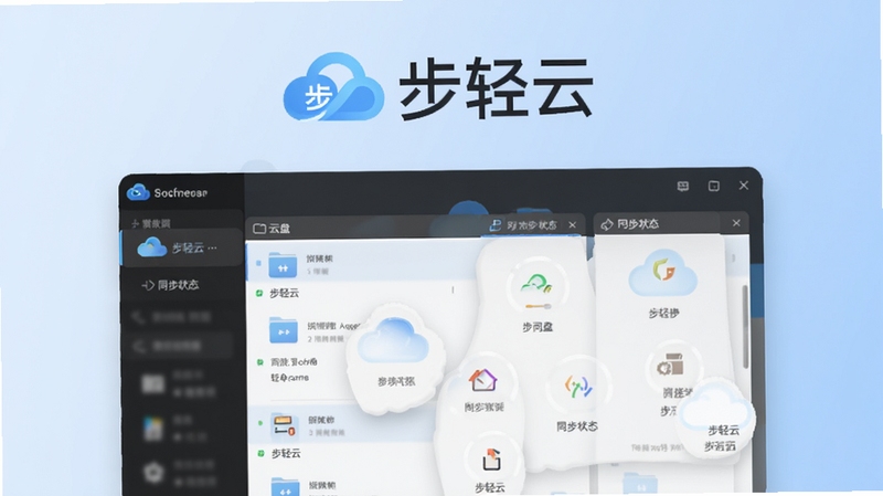 步轻云主界面预览图,展示云盘文件列表与同步状态图标,背景为浅蓝色渐变,突出软件名称“步轻云”Logo与整洁的UI布局,整体风格现代简约,适合软件官网宣传图