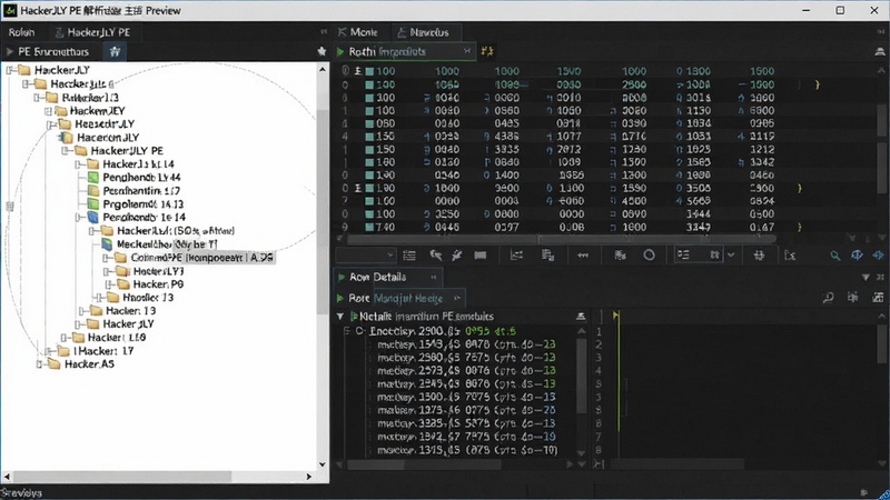 HackerJLY PE ������������Ԥ��ͼ�����ΪPE�ṹ����Ŀ¼���Ҳ���ʾʮ������������������飬����Ϊ��ɫ����༭������������רҵ��ͻ�������Ʒ����������ԣ��߷ֱ���������Ⱦ