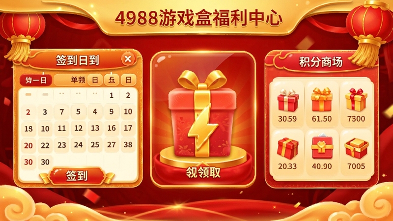 4988��Ϸ�и������Ľ��棬չʾǩ�������������ȡͼ��ͻ����̳ǣ�����Ϊ��ɫ���ɫϲ��ɫ����ͻ�������ḻ
