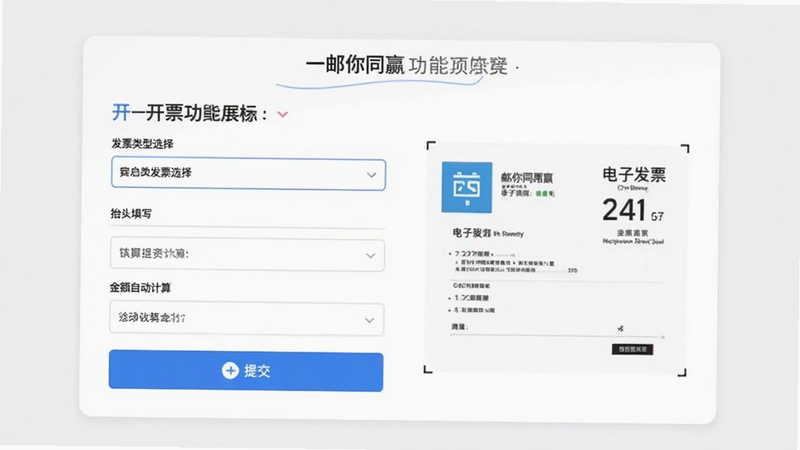 ����ͬӮһ����Ʊ����ҳ��չʾ��������Ʊ����ѡ��̧ͷ��д������Զ����㡢�ύ��ť��ҳ���е��ӷ�Ʊ����Ԥ��������Ϊǳ��ɫ��ͻ����ɫ��Ƭ����������ʵ��