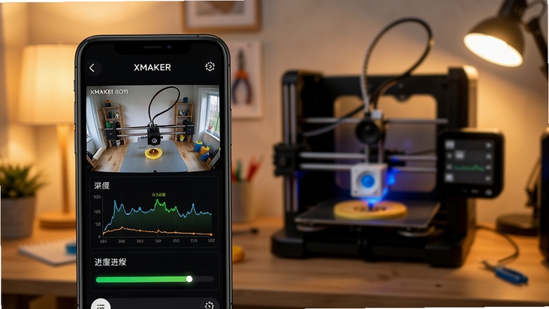 XMAKERԶ�̼��3D��ӡ������״̬���ֻ����棬��������ʾʵʱ����ͷ���桢�¶����ߺʹ�ӡ������������Ϊ��ܰ�ļ�ͥ�����䣬��ӡ�����ڹ������ƹ���ͣ�ǿ��Զ�̲ٿصı����