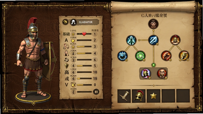 Gladiator Manager ��ɫ���ɽ���Ԥ��ͼ�����չʾ�Ƕ�ʿ3Dģ����������壬�Ҳ�Ϊ��������װ������������ù�������Ƥ���������ɫƤ��������������ɫ����װ�Σ�UI����������չʾ��ɫ�ӻ������߼��ĳɳ�·��