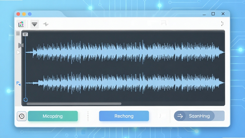 MP3剪切助手软件主界面预览图,展示简洁的音频波形编辑区与功能按钮,背景为淡蓝色科技感渐变,界面居中,按钮清晰可见,整体风格干净明亮,符合桌面工具软件特征