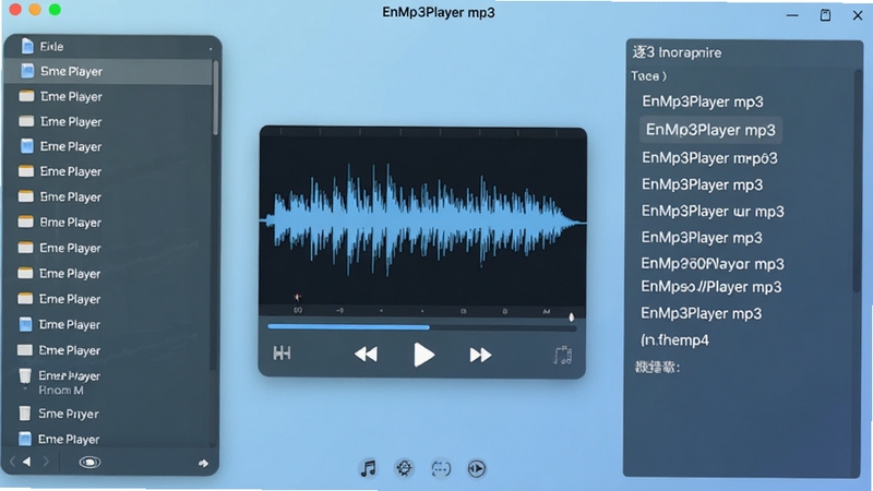 EnMp3Player mp3��临�� ����������Ԥ��ͼ����������Ϊ������ʾ�벥�ſ����������Ϊ�ļ��б����Ҳ�Ϊ����ı���������Ϊ����ɫ���䣬��������������ͻ����临������