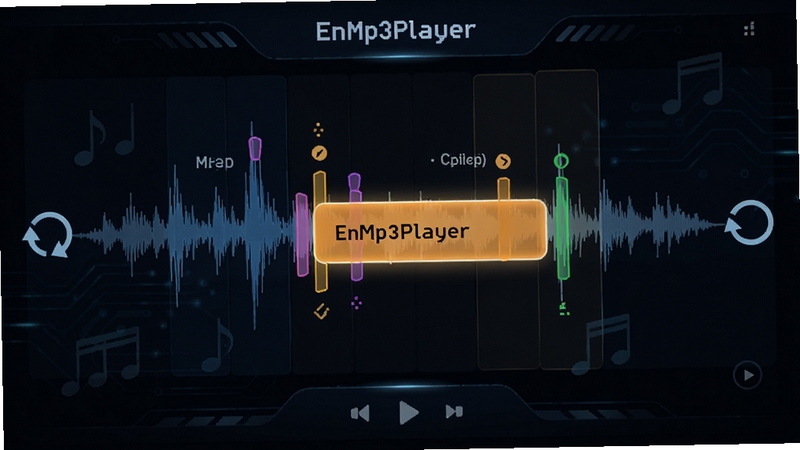 EnMp3Player ��临������ʾ��ͼ��չʾ��Ƶ�����а���ָ�Ĳ�ɫ��ǣ���ǰ�������ʾ����Χ��ѭ����ͷͼ��;�ű�ǣ�����Ϊ��ɫ�Ƽ��н��棬ͻ�������и���ѭ������