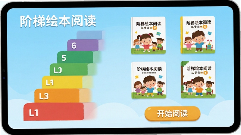 ���ݻ汾�Ķ�APP�ķּ��Ķ������ͼ�����ƣ����������ʾL1��L8�Ĳ�ɫ����ͼ�꣬�Ҳ�չʾ��Ӧ�汾��������ͼ���·��С���ʼ�Ķ�����ť������Ϊǳ��ɫ���䣬�����������������ͯ�Ѻã�ͻ���������ơ����ݻ汾�Ķ�������ƽ��UI���
