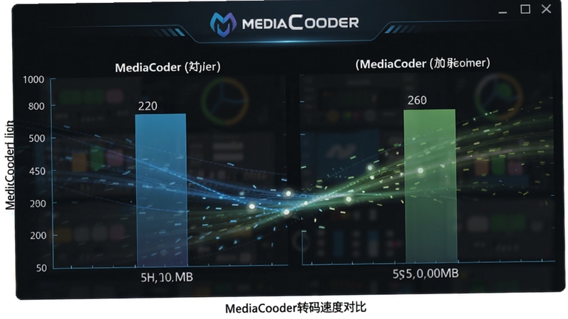 MediaCoderת���ٶȶԱ�ͼ����չʾӲ������ǰ������ܲ��죬���Ϊ��ͨת��ʱ�䣬�Ҳ�ΪMediaCoder���ٺ�ʱ�䣬����Ϊ��ɫ�����������MediaCoder��ʶ�������Ĺ�Ч�����ָ�����Ч��