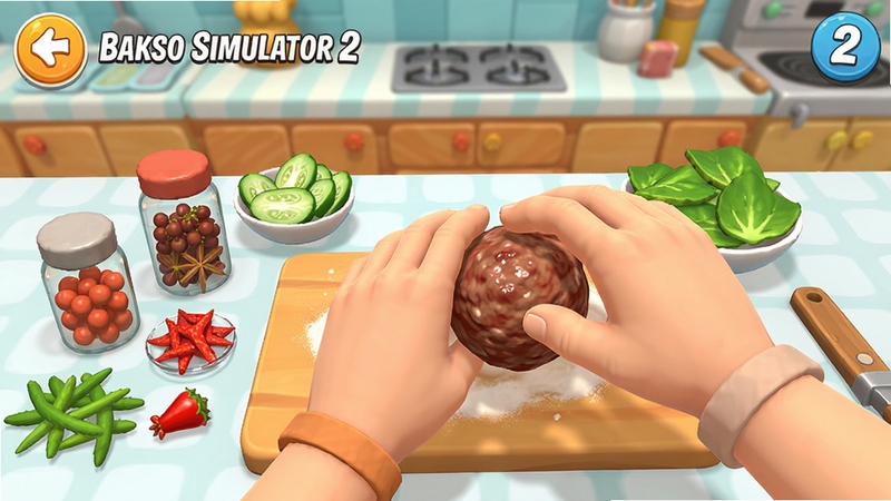 Bakso Simulator 2 ��Ϸ����⿳�����һ˫���������ڴ���ţ���裬�Ա߰ڷ��Ÿ������Ϻ�ʳ�ģ�����������ĳ�������̨����ͨ��Ⱦ���ɫ�����ޣ�ͻ��ʳ����������������