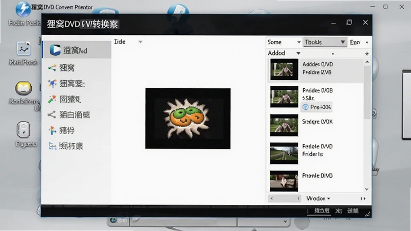 生成一张狸窝DVD转换器主界面截图,画面中央是软件操作主窗口,左侧为功能导航栏,右侧是视频添加列表区域,背景为浅灰色电脑桌面,整体风格简洁明亮,必须包含狸窝DVD转换器软件名称