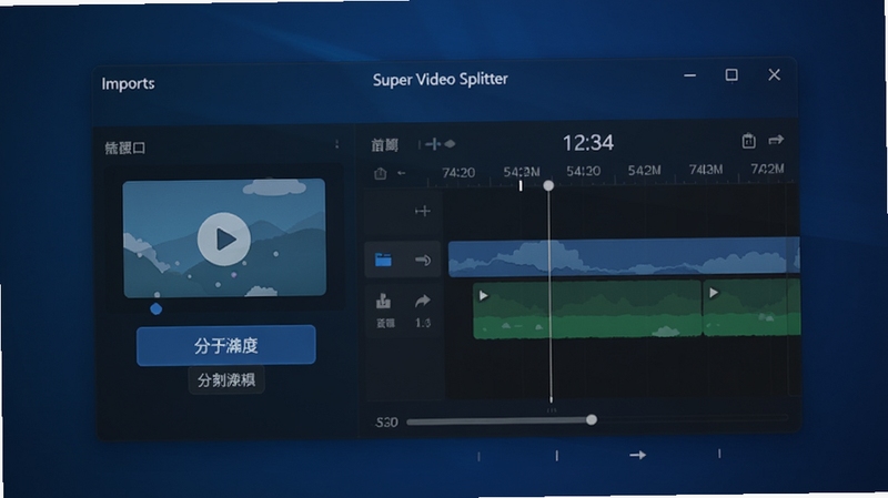 Super Video Splitter ������Ԥ��ͼ��չʾ������Ƶ����������ʱ����ָ������壬����Ϊ����ɫ���䣬�������ھ�����ʾ��ͻ���ָť�������ϸ�ڣ��������ִ���רҵ