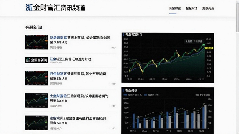浙金财富汇资讯频道页面,展示金融新闻列表,配有大盘走势图及专业分析图表,背景以白色为主,整体风格清晰干净,突出内容阅读的舒适感。