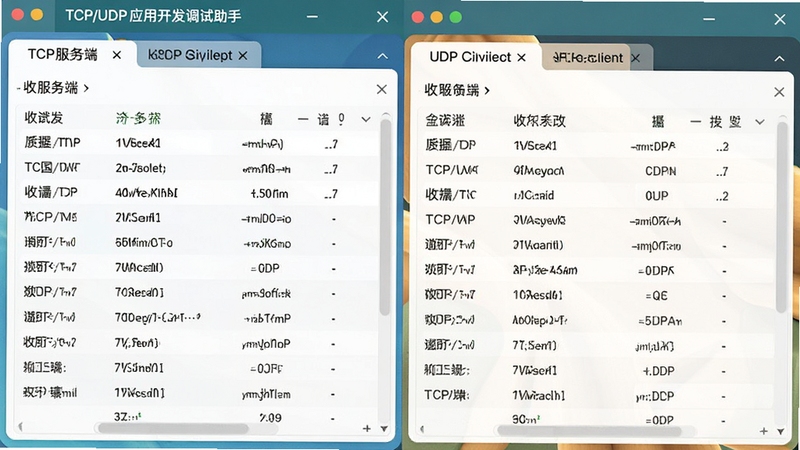 TCP/UDPӦ�ÿ����������ֶ�Э�鲢��֧�ֽ��棬ͬʱ��TCP����˺�UDP�ͻ���������ǩҳ��������ʾ�շ����ݼ�¼�������η�����ɫ������