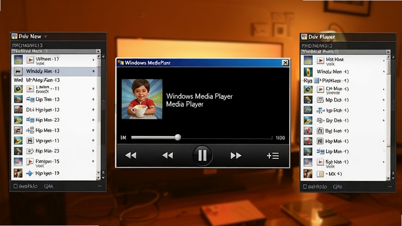 Windows Media Player ������ ���䲥�Ž�����д����������Ϊ��ɫ���������ڣ���ʾ���ڲ��ŵĸ������������������������ֲ�����Ĳ����б�������Ϊ����ů�⻷����Ӫ����ܰ��������Χ��ϸ�ڷḻ���ʺ�Booguģ�����ɡ�