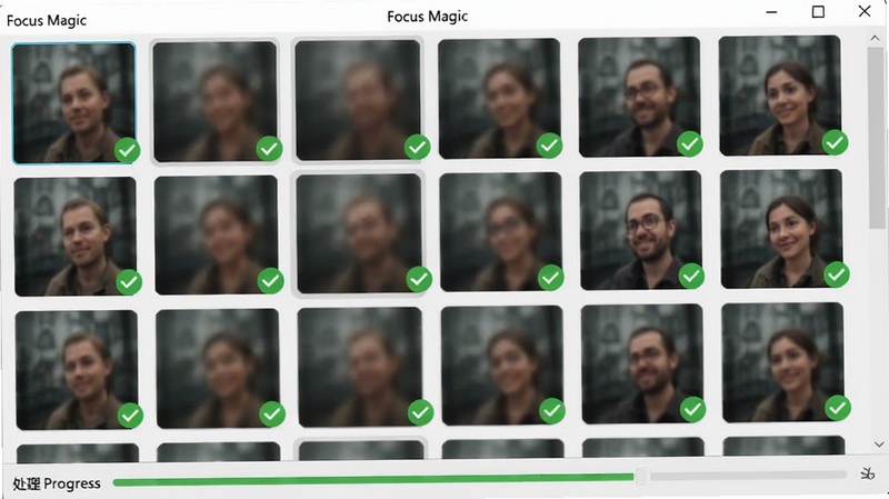 Focus Magic �����������棬����ģ��ͼƬ�������б��У������Զ������޸��������ɫ�Թ����ײ���ʾ������������������ǳ��ɫΪ������������������