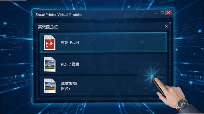 SmartPrinter�����ӡ�������������棬��������ʾ����ļ��ȴ�ת�����б�����PDF��ͼƬ��ʽѡ�����Ϊ��ɫ�Ƽ��н��棬ǿ����Ч��������