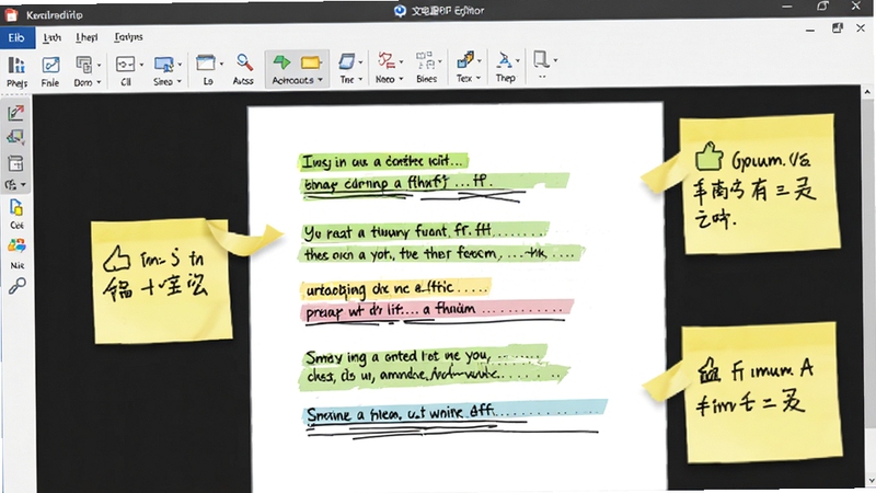�ĵ�ͨPDF�༭��ע����ע����չʾͼ��������ʾһ��PDF�ĵ����жദ�������»��߱�ǣ��Ա��л�ɫ��ǩ��ע���������ϳ����Ÿ���ע�͹���ͼ�꣬����Ϊ�������棬ͻ��Э�����Ĺ��ܡ�