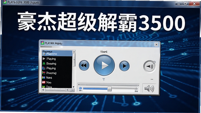 豪杰超级解霸3500软件主界面预览图,背景为深蓝色科技感动态光效,界面中央显示经典播放器控制面板,包含播放列表、进度条和音量控制,整体风格复古与现代结合,突出软件名称文字,高分辨率渲染