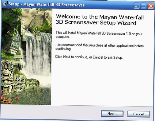 Mayan瀑布3D屏保 运行设置界面截图