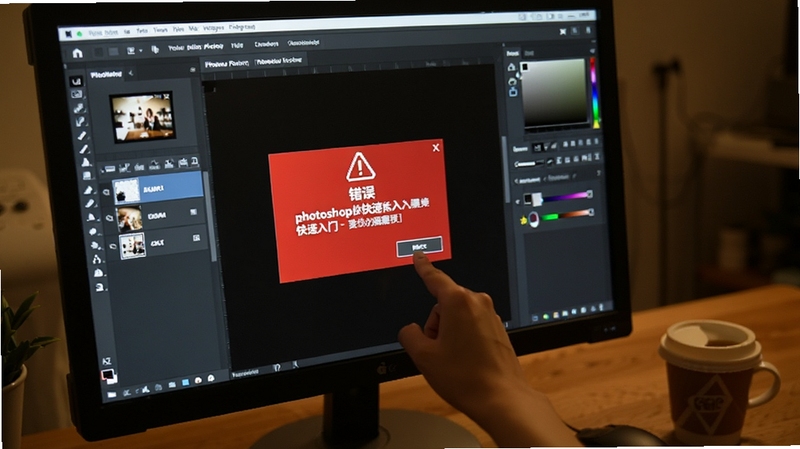 һ�ŵ�����Ļ��д����Ļ����ʾPhotoshop�������棬��ͼ��͵�ɫ��壬�Ա���һ����ɫ�ľ��浯��д�š����󡱣������ڵ��ȷ����ť�������п��ȱ��������Χдʵ���۽����������������������photoshop������������