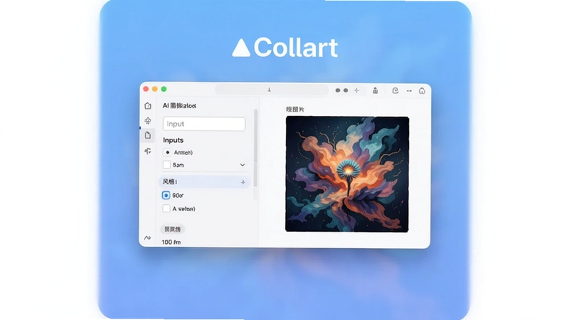 Collart����������Ԥ��ͼ����������չʾAIͼƬ���ɹ��������棬����������ͷ��ѡ��Ҳ���ʾ���ɵ�����ͼƬ������Ϊ��ͽ�����ɫ���������ִ���࣬ͻ����������Collart�����������ֻ����湹ͼ���������ƫ�󣬱����������򽥱䣬����Booguģ������