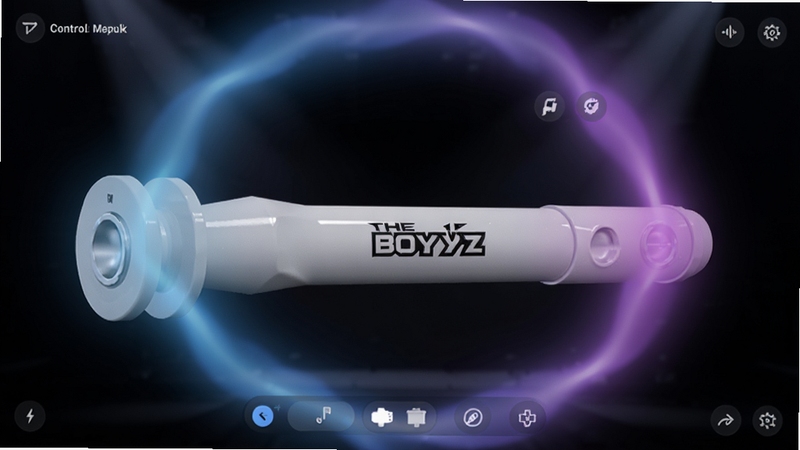 THE BOYZ Light Stick �ٷ�ӦԮ�����ƽ���Ԥ��ͼ�����������ǰ�ɫӦԮ��������ӡ��THE BOYZ��־����Χ������ɫ����ɫ����ƹ⣬����Ϊ��ɫ��̨�������ƹ�۽�������ϸ���ʸ�