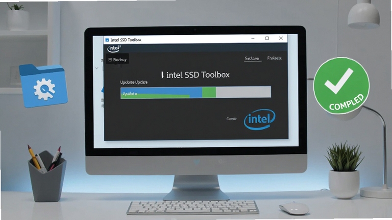 Intel SSD Toolbox �̼����¹���ʾ��ͼ�������е�����Ļ��ʾ�̼����½��������Ա��б���ͼ��������ʾ�����滷�����࣬������ͣ�ͻ��Intel SSD Toolbox������������