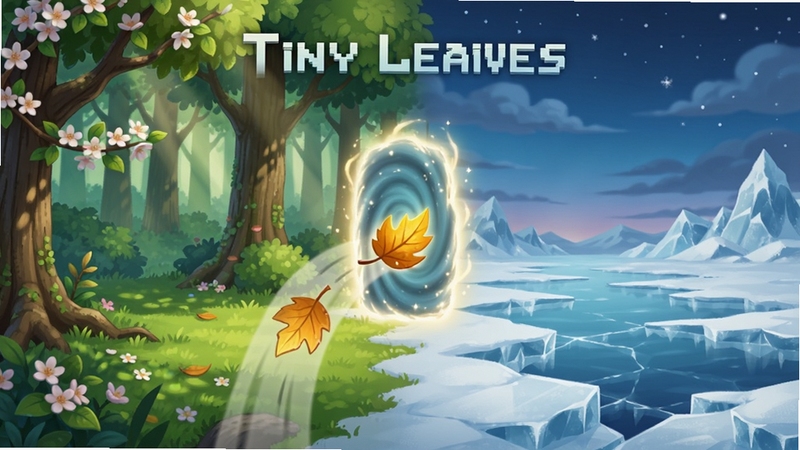 Tiny Leaves��Ϸ���ڹؿ�Ԥ��ͼ������Ǵ��ⰻȻ����ɫɭ�֣��Ҳ��ǰ�ѩ�����ı�����棬��������һƬ��ɫ��Ҷ��Ʈ�򷢹�Ĵ����ţ�չʾ�ļ��任���Ӿ����죬ɫ�ʹ�����Ȼ����Ϸ����ϸ�ڷḻ��������ͣ���湹ͼ��