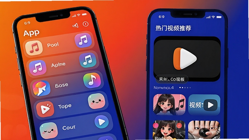 ����app�������ͼ���ֻ���Ļչʾ�ḻ��ʵ������б������Ŷ���Ƶ�Ƽ�������ɫΪ���������������䣬����ͼ��Բ��ɰ���������ʱ�ж��У�ͻ�������������������ԣ�������Ⱦ������16:9