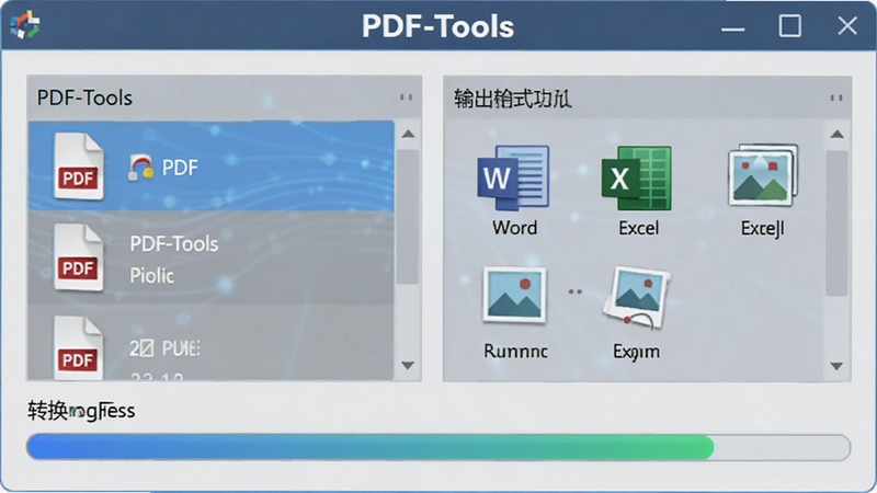 PDF-Tools ��ʽת������ʾ��ͼ��������ʾPDF�ļ��б��������ʽѡ�����Word��Excel��ͼƬ��ͼ�꣬ת���������������У�����Ϊ����ɫ��������Ƽ��У�ͻ��ת�����ܵĸ�Ч���ݣ��������ơ�PDF-Tools�������ڽ��涥����