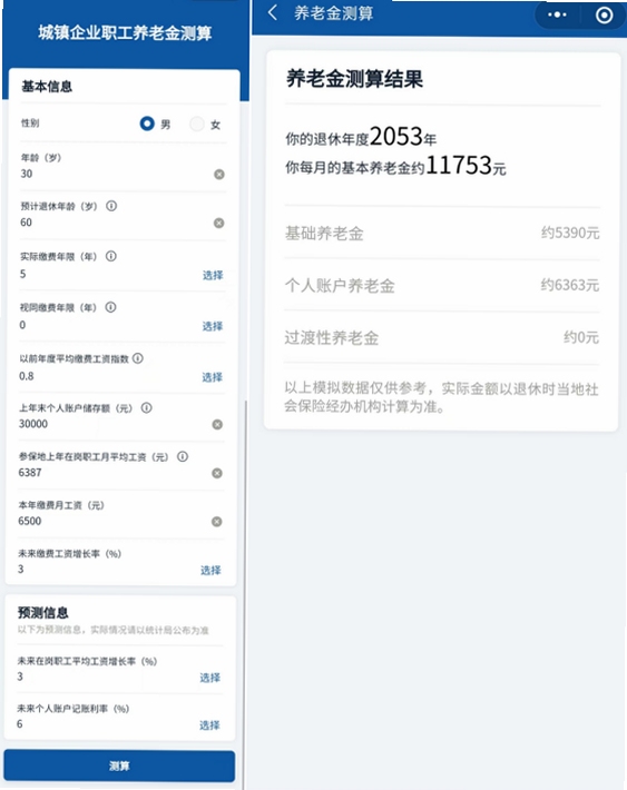 养老金计算器 使用教程