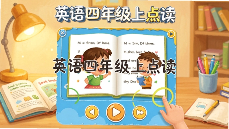 Ӣ�����꼶�ϵ������������Ԥ��ͼ��չʾ����α�ҳ���벥�ſ��ư�ť������Ϊ��ܰ�鷿���пα����ľߣ�����ɫ���������ã��ʺ�Сѧ��ʹ�ã�����������ʾ�������ơ�Ӣ�����꼶�ϵ����