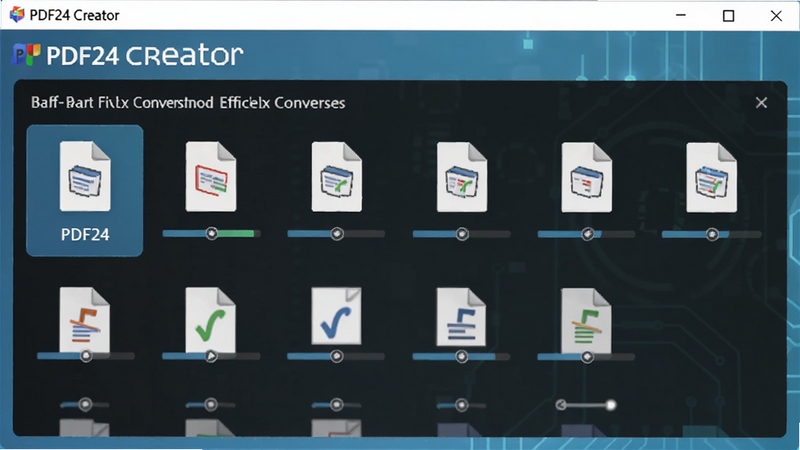 һ��չʾPDF24 Creator����ת���ļ����ܵĽ����ͼ�������ж���ļ�ͼ���������У�������ת��������������Ϊ����ɫ�Ƽ����ͻ����Ч���������������������ϽǱ�ע��������PDF24 Creator