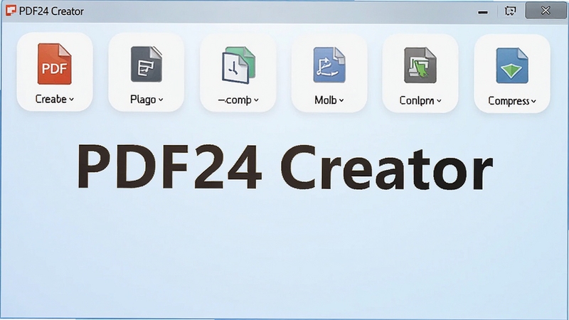 һ��չʾPDF24 Creator�������ͼ����������������ʾ����ͼ�꣬��������PDF��ת�����ϲ���ѹ���ȣ�����Ϊ����ɫ���䣬��������ˬ��������������������PDF24 Creator��ͻ�������๦������