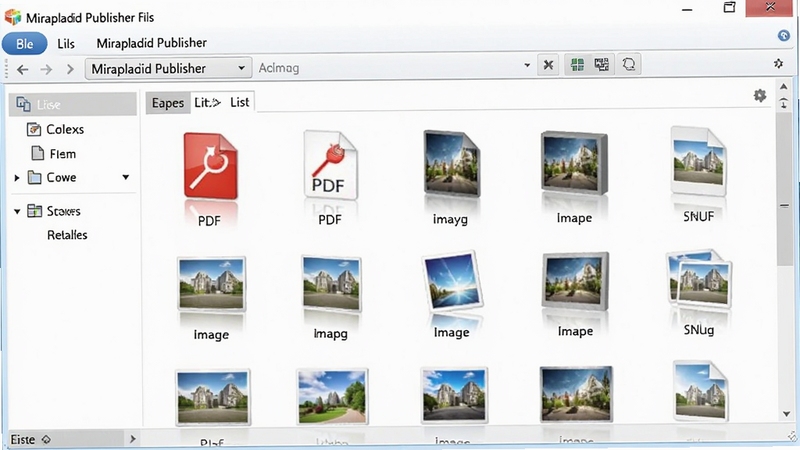 展示Miraplacid Publisher转换完成后的输出文件列表,包含PDF和图片格式,文件图标清晰,背景为干净的文件管理器窗口,整体色调明亮,体现软件易用性