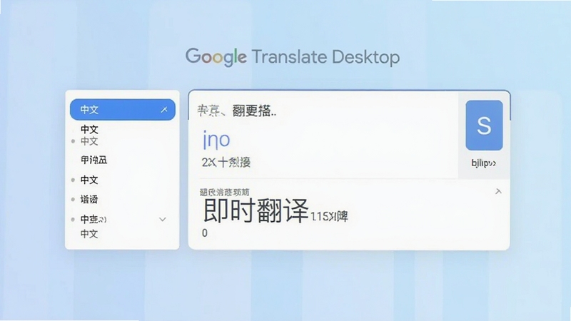 һ���ִ���ƽ����������������Ԥ��ͼ����������ΪGoogle Translate Desktop�ķ����������������б�ѡ�����ģ��Ҳ�Ӣ�ģ��·���ʾ������������Ϊ����ɫ���䣬����ɾ�������ͻ������ʱ���롱���⣬���κ�����ˮӡ��16:9������