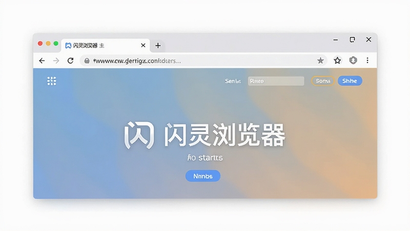 闪灵浏览器主界面预览图,展示其简洁的标签栏、地址栏和起始页布局,背景为浅色渐变,突出软件名称与logo,画面中心为浏览器窗口,四周留白,风格现代扁平