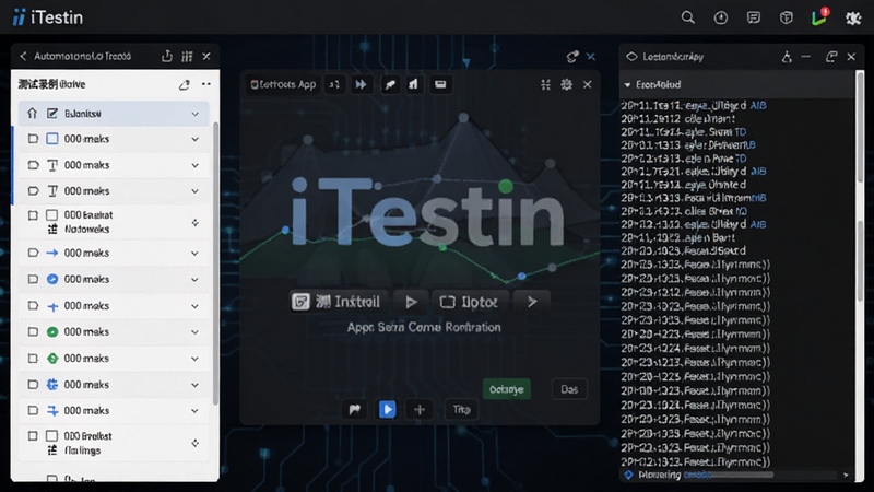 һ��չʾiTestin�ƶ�App�Զ������Թ���������Ľ�ͼ�����������ǽű�¼�ƿ���̨�����Ϊ���������б����Ҳ���ʾʵʱ��־���������Ϊ��ɫ������������������רҵ�������Զ������Եĸ�Ч�뾫׼��