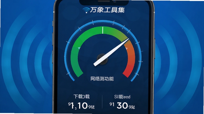 ���󹤾߼�������ٹ��ܽ��棬�ֻ���Ļ������ʾԲ�β����Ǳ��̣�ָ��ָ����������·���ʾ���غ��ϴ��ٶ���ֵ��������Wi-Fi�źŲ���ͼ��������ɫ��Ϊ�Ƽ�����ͻ��רҵ�к��ٶȸ�