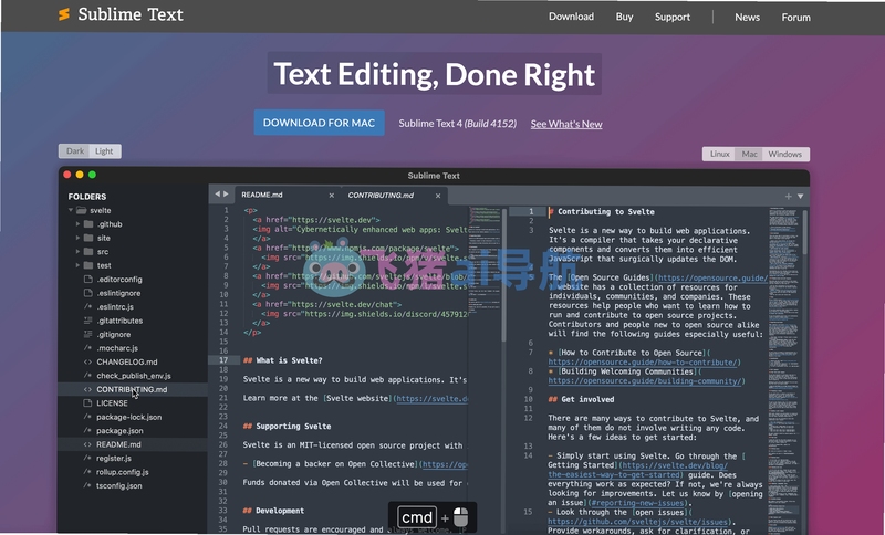 Sublime Text 分屏编辑模式截图