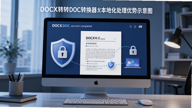 һ��չʾDOCXתDOCת�������ػ��������Ƶ�ʾ��ͼ����������Ϊ������Ļ����ʾת����ɵ��ĵ�����Χ�ж��ƺ���ͼ��ǿ�����ݰ�ȫ������Ϊ���׵İ칫�һ�����ɫ��ƫ�䣬���ݰ�ȫ�ɿ��ĸо���