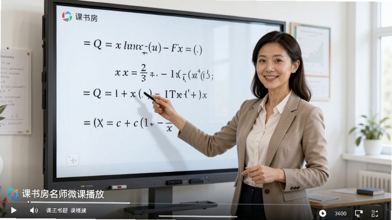 ���鷿��ʦ΢�β���ҳ�棬������һλ���е�Ů��ʦվ�ڵ��Ӱװ�ǰ������ѧ��ʽ����Ƶ�����·���ʾ�γ̱�������ϰ���б�����������ִ���࣬����������дʵ�������������ֿ��鷿Ʒ��