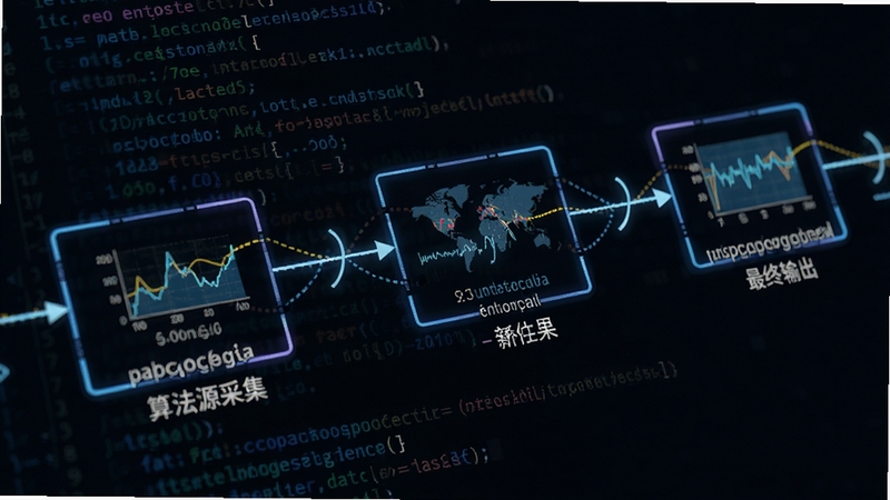 随机数生成器算法流程图特写,展示从熵源采集到最终输出的数据处理步骤,背景为深色代码风格,数字与图表动态展示,突出精准与科技感