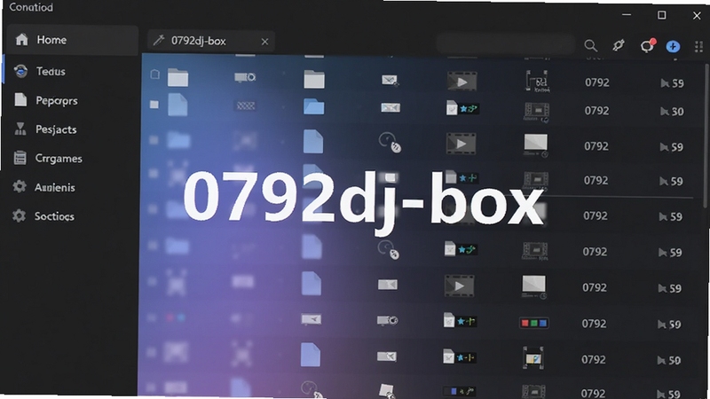 0792dj-box主界面预览图,展示其简洁的深色主题布局,左侧为功能导航栏,右侧为文件列表区域,背景为柔和的渐变蓝紫色,整体画面清晰明亮,突出软件名称0792dj-box居中显示,风格现代且专业