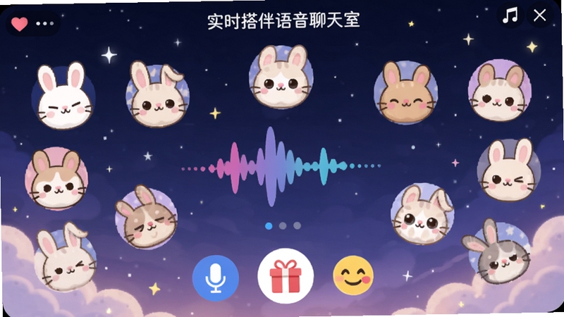 ��è������������ҽ��棬��Ļ���ж����ͨͷ��Χ��һȦ���м���ʾ�������Σ��ײ�����˷硢��������ͼ�꣬�������ǿ�ҹ����ɫ��������ͻ��ʵʱ�����罻������������ˬ�ɾ�