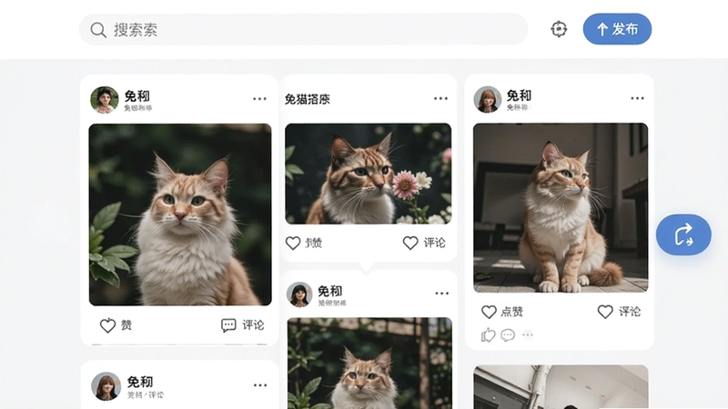 ��è��鶯̬�㳡ҳ�棬���������������·�Ϊ�ٲ�����Ƭ����Ƭ�����û�ͷ���ǳơ�ͼƬ�͵�������ͼ�꣬�Ҳ���������������ť������Ϊǳ��ɫ�������������ͻ��������������