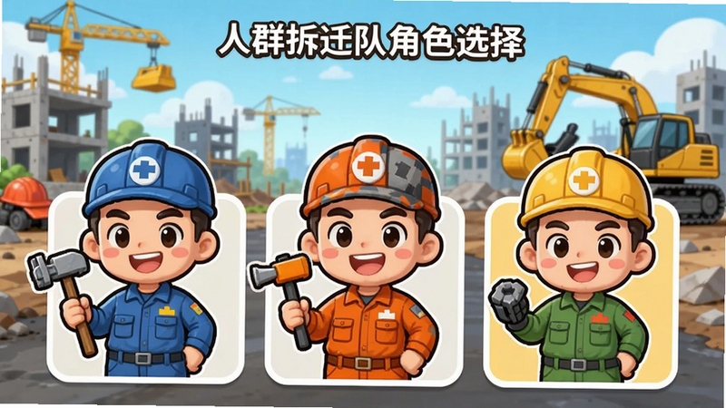 ��Ⱥ��Ǩ�ӽ�ɫѡ����棬չʾ���Q���Ǩ��Աͷ��ÿ����ɫ���Ų�ͬ���������ֳֹ��߻�վ�ڻ�е�ԣ������ǽ������أ�������Ƽ�����ˣ���ɫ����������Ȥ��ɫ������