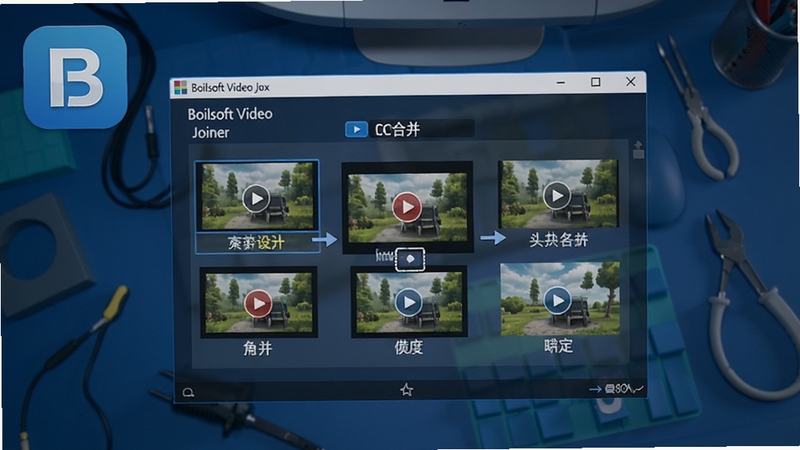 Boilsoft Video Joiner������չʾ������ͼ����Ŀ������Ϊ��������ɫ����̨��������ʾ�����Ƶ�ļ���ק�ϲ���Ԥ�����棬ͻ����Ƶ�ϲ����ܣ���������������ϸ�ڷḻ���ʺ��������ܳ�����