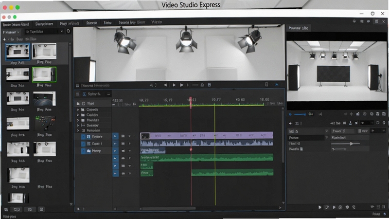 Video Studio Express ������Ԥ��ͼ������������ʾʱ���߱༭�������Ϊ�زĿ���壬�Ҳ�ΪԤ�����ڣ��������������ɫ���⣬����Ϊ�ɾ��Ĺ����һ�������������������ʾ�ڶ��������������дʵ������4k����