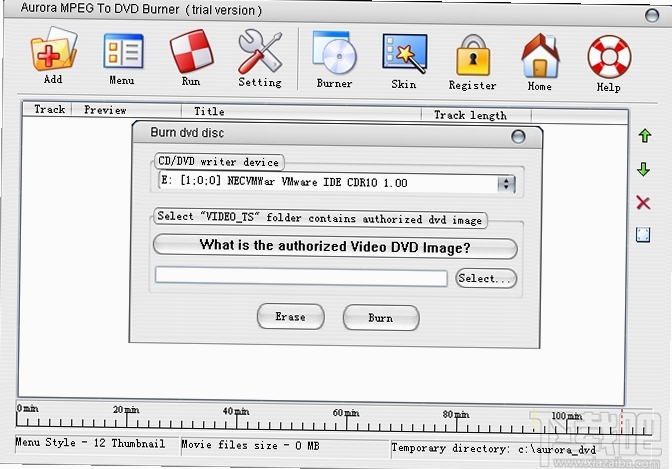 Aurora MPEG to DVD Burner 使用教程 界面截图
